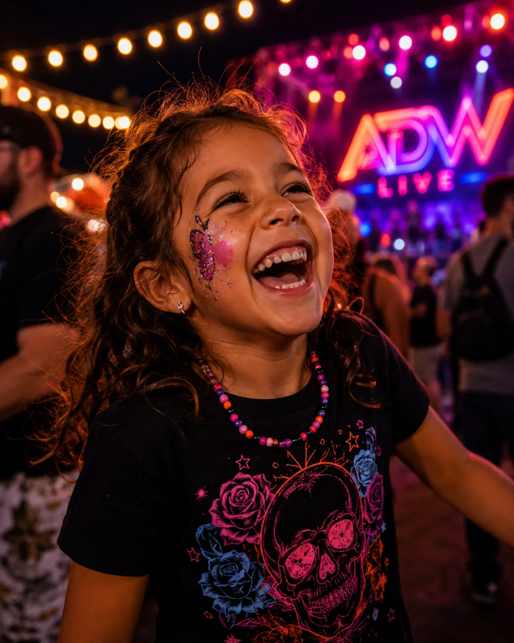 Child laughing with face paint